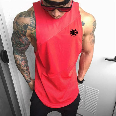 Men's Hooded Gym Tank Top - Bodybuilding Stringer Sleeveless Workout Shirt