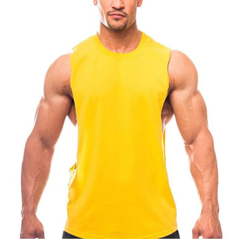 Men's Plain Bodybuilding Tank Top - Sleeveless Gym Stringer Muscle Vest