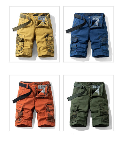 Men's Cargo Shorts - Casual Cotton Bermuda with Multi-Pockets