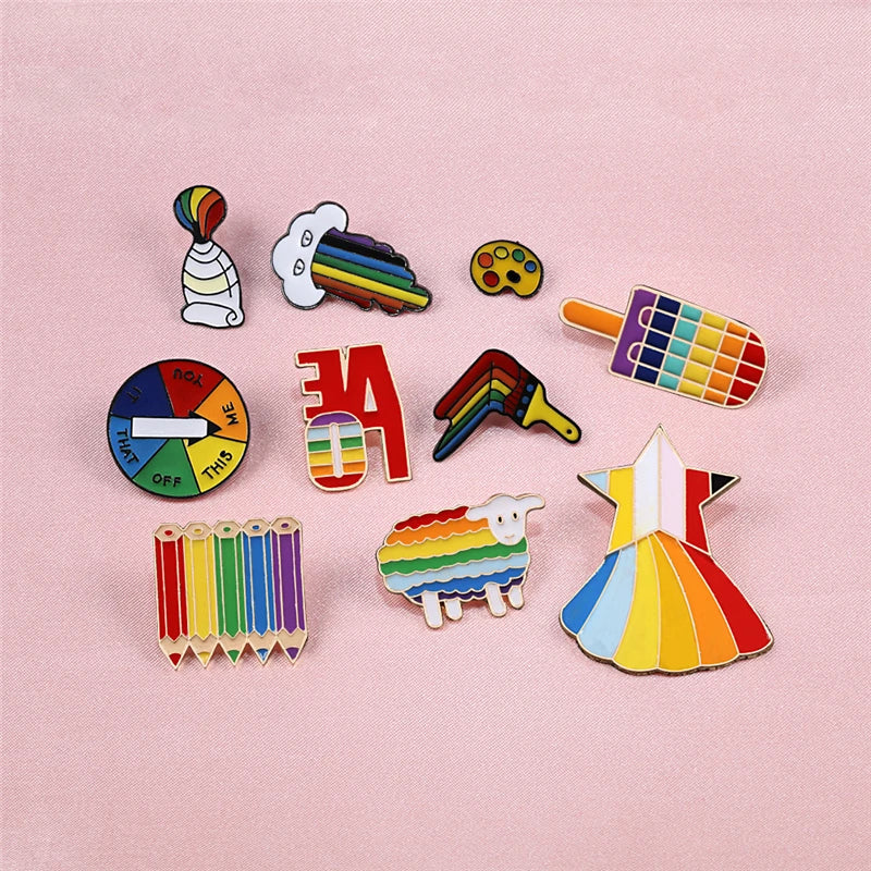 LGBT Pride Rainbow Flag Brooch Set