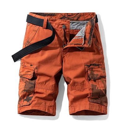 Men's Cargo Shorts - Casual Cotton Bermuda with Multi-Pockets