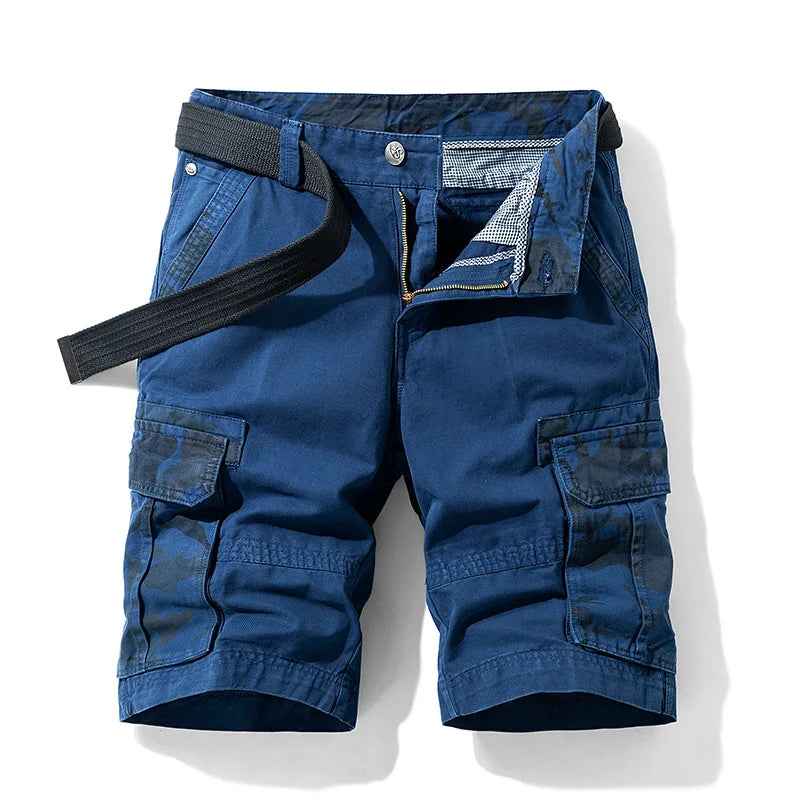 Men's Cargo Shorts - Casual Cotton Bermuda with Multi-Pockets