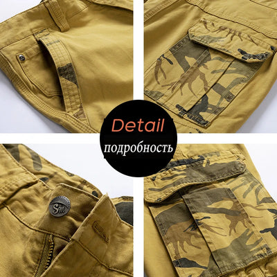 Men's Cargo Shorts - Casual Cotton Bermuda with Multi-Pockets