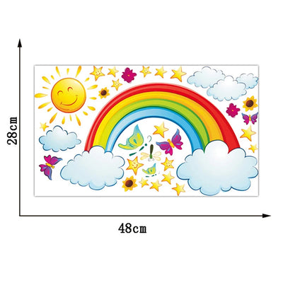 Pretty Shining Stars On Rainbow Cloud Butterflies Wall Stickers Room Decor Decal