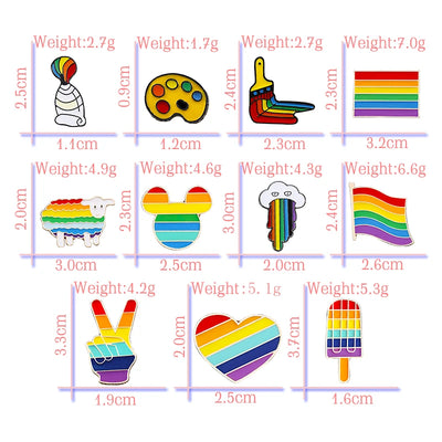 LGBT Pride Rainbow Flag Brooch Set