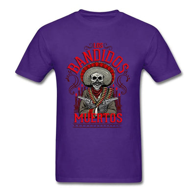 Los Bandidos Muertos Men's T-Shirt - Hipster Skull Print Cotton Tee