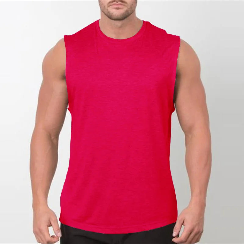 Men's Plain Bodybuilding Tank Top - Sleeveless Gym Stringer Muscle Vest