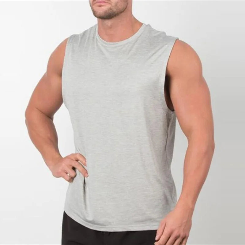 Men's Plain Bodybuilding Tank Top - Sleeveless Gym Stringer Muscle Vest