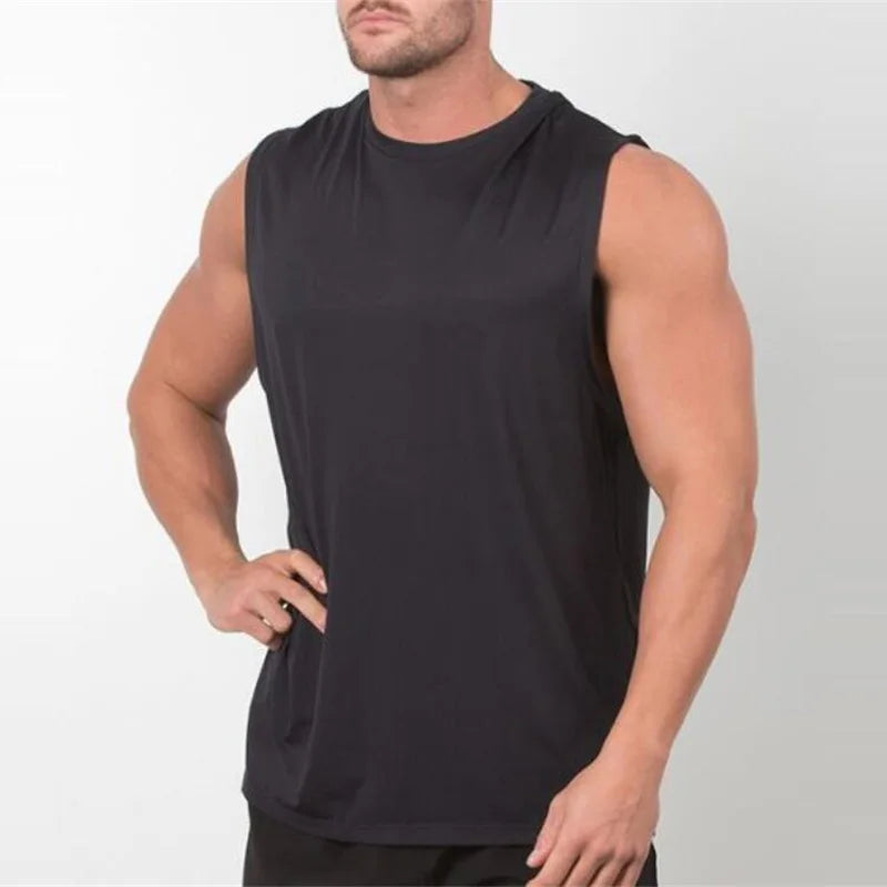 Men's Plain Bodybuilding Tank Top - Sleeveless Gym Stringer Muscle Vest