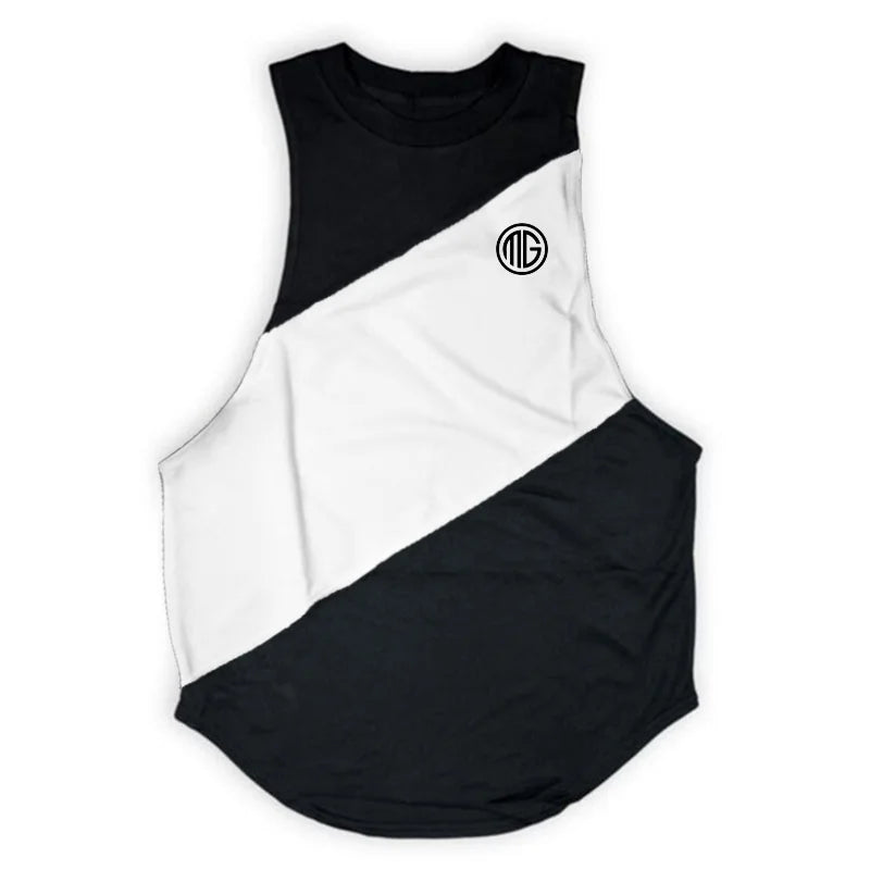 Men's Hooded Gym Tank Top - Bodybuilding Stringer Sleeveless Workout Shirt