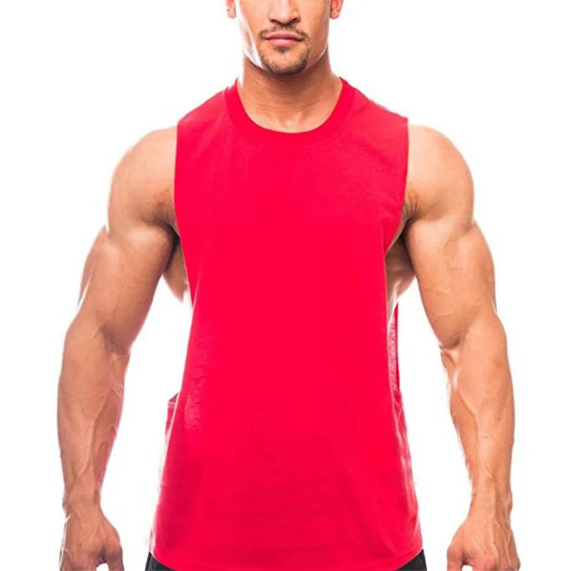 Men's Plain Bodybuilding Tank Top - Sleeveless Gym Stringer Muscle Vest