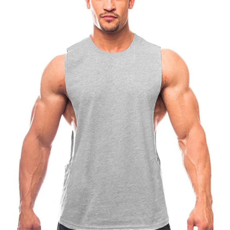 Men's Plain Bodybuilding Tank Top - Sleeveless Gym Stringer Muscle Vest