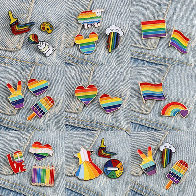 LGBT Pride Rainbow Flag Brooch Set