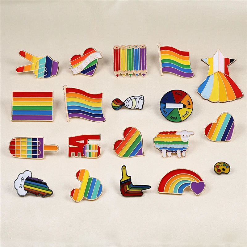 LGBT Pride Rainbow Flag Brooch Set