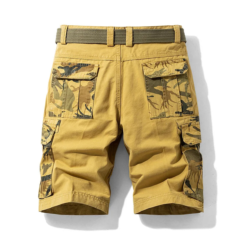 Men's Cargo Shorts - Casual Cotton Bermuda with Multi-Pockets