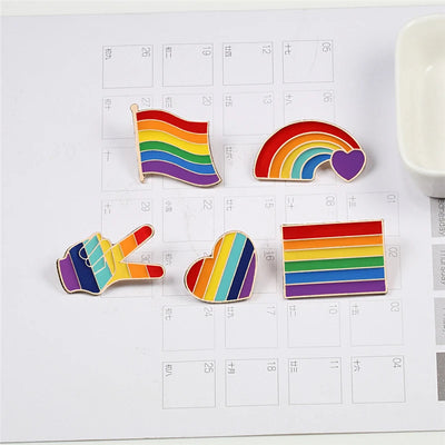 LGBT Pride Rainbow Flag Brooch Set