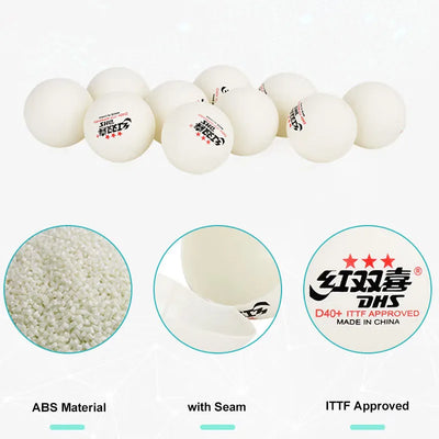 DHS Seamed Table Tennis Balls D40+ - 10 Pcs ITTF Approved