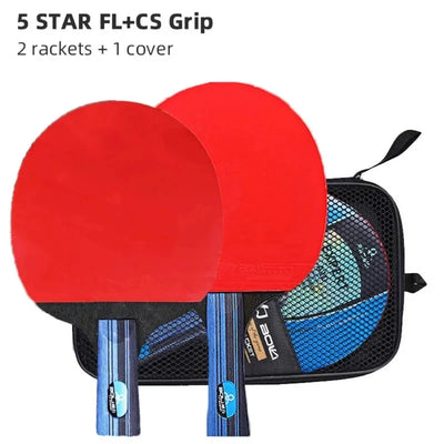 5/6 Star Table Tennis Racket Set – 2PCS Professional Paddle with High-Quality Rubber & Bag