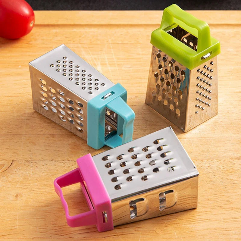 Stainless Steel Mini Four-Sided Grater - Cucumber, Cheese & Vegetable Cutter