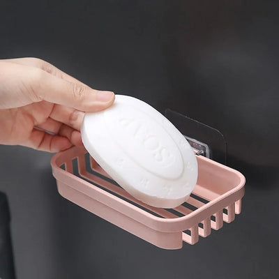 Wall-Mounted Double Layer Soap Dish Holder - Punch-Free Draining Sponge Storage Box