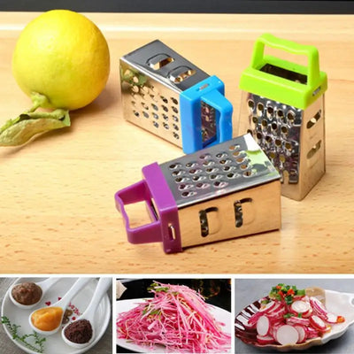 Stainless Steel Mini Four-Sided Grater - Cucumber, Cheese & Vegetable Cutter