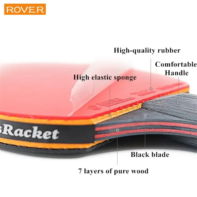 5/6 Star Table Tennis Racket Set – 2PCS Professional Paddle with High-Quality Rubber & Bag