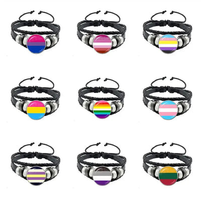 LGBT Black Weave Leather Bracelet