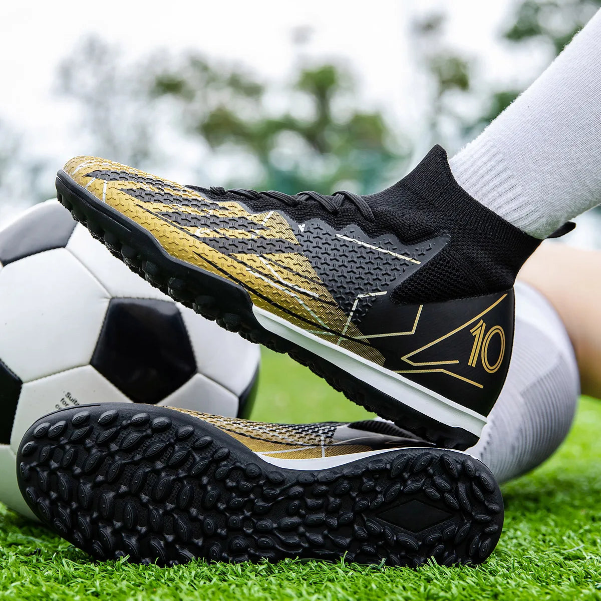 High-Top Soccer Boots – Durable TF/FG Professional Shoes, Non-Slip Cleats for Adults & Kids