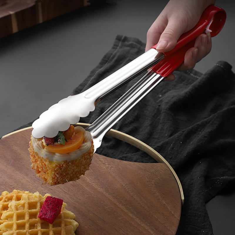 Stainless Steel Food Tongs - Pastry & Barbecue Clip with Anti-Scald Handle