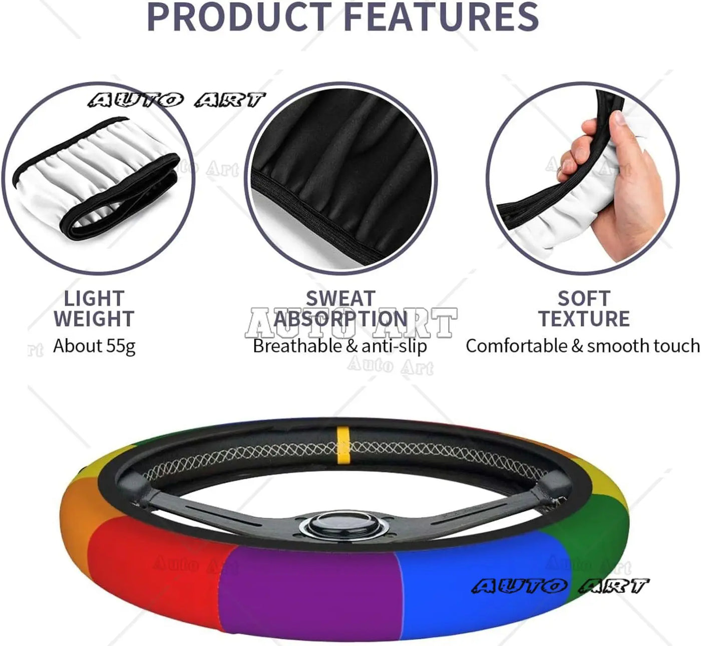 Gay Pride Neoprene Steering Wheel Cover