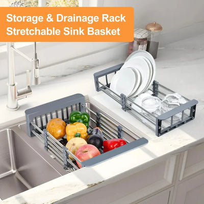 Folding Stainless Steel Kitchen Sink Drain Rack – Dish Drying Basket