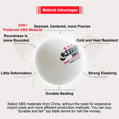 DHS Seamed Table Tennis Balls D40+ - 10 Pcs ITTF Approved