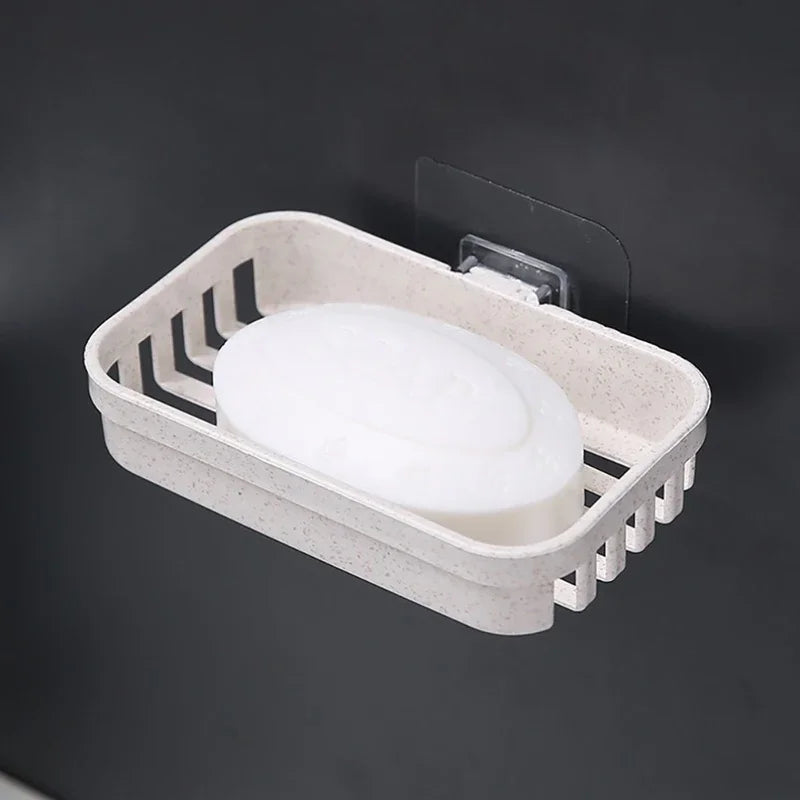 Wall-Mounted Double Layer Soap Dish Holder - Punch-Free Draining Sponge Storage Box