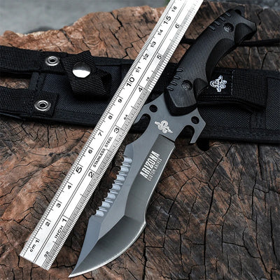 Portable Barbecue & Fruit Knife – Small Straight Outdoor Survival Knife with Black Handle