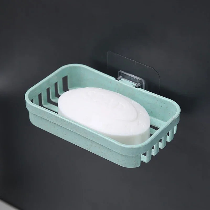 Wall-Mounted Double Layer Soap Dish Holder - Punch-Free Draining Sponge Storage Box