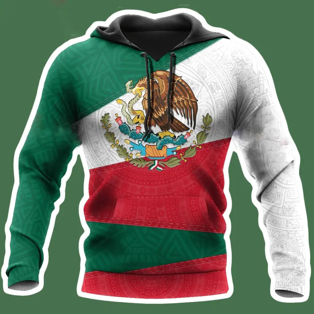 Men's 3D Print Mexico Flag Hoodie