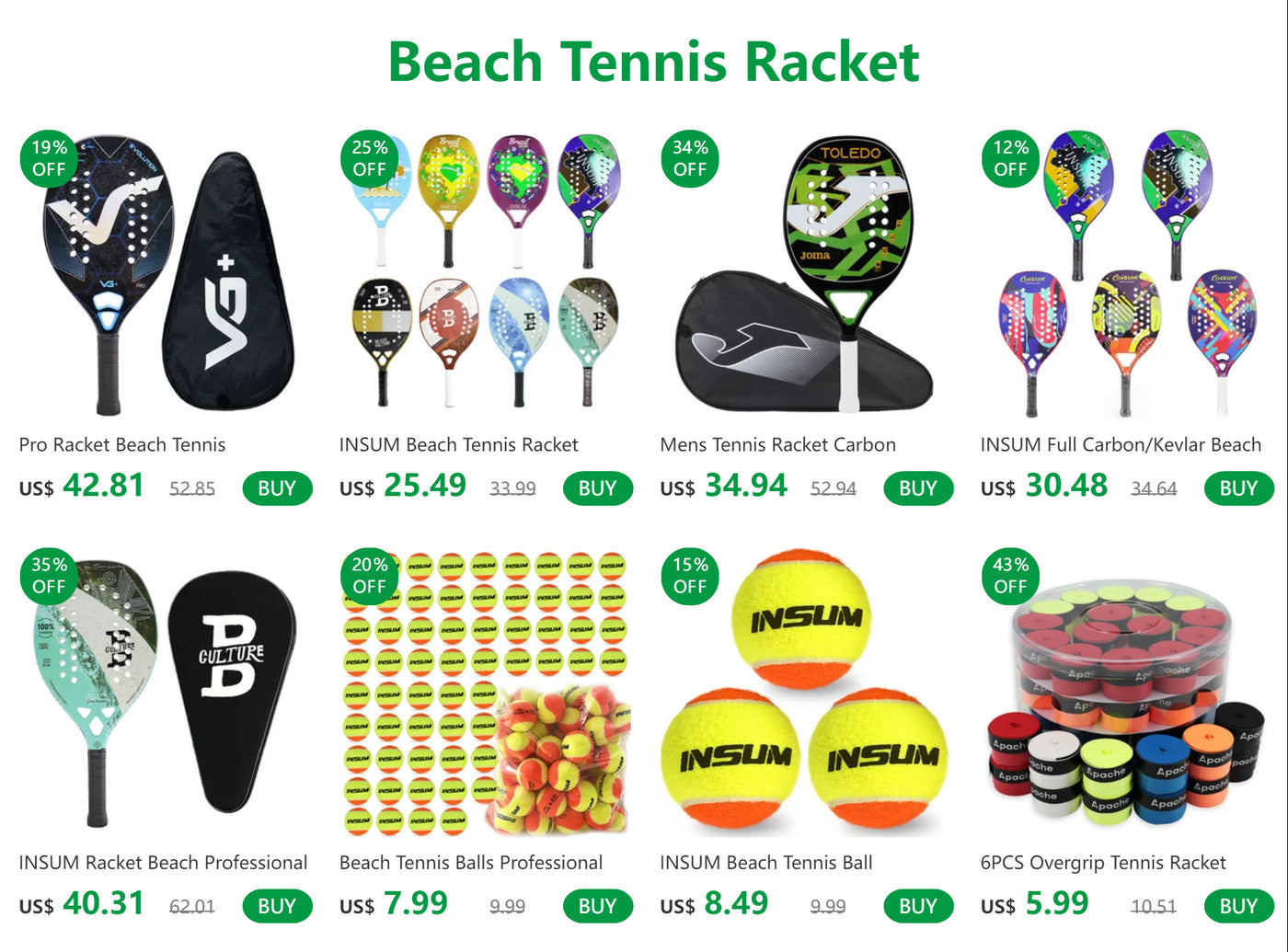 INSUM Beach Tennis Racket – 100% Carbon Fiber, EVA Soft, Round Surface for Men & Women