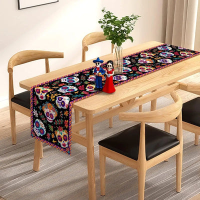 Mexican Sugar Skull Day of the Dead Table Runner