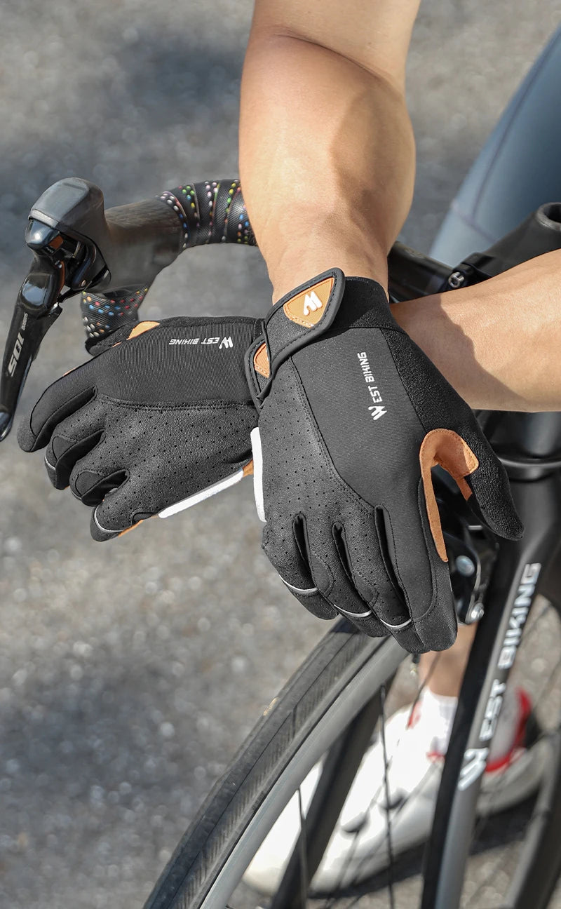 WEST BIKING Men’s Full Finger Bicycle Gloves - Non-Slip Cycling & Gym Sports Gloves