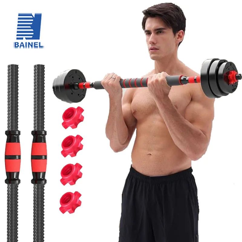 Dumbbell Bar with Barbell Buckle - Threaded Handles for Powerlifting & Home Gym