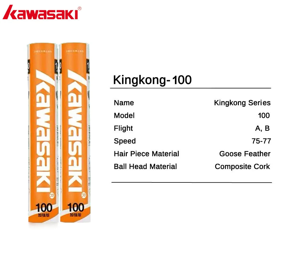 Kawasaki King Kong 100/500 Feather Shuttlecock - Speed 76/77 for Training