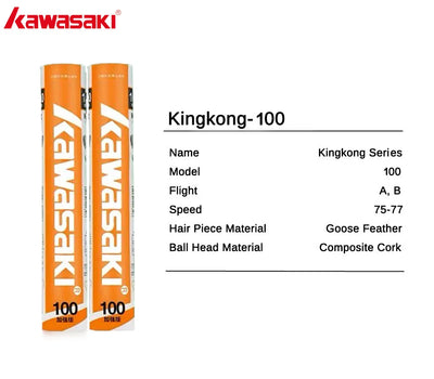 Kawasaki King Kong 100/500 Feather Shuttlecock - Speed 76/77 for Training