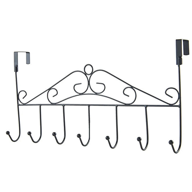 7-Hook Over-Door Metal Hanger – Iron Coat, Towel & Hat Storage Rack