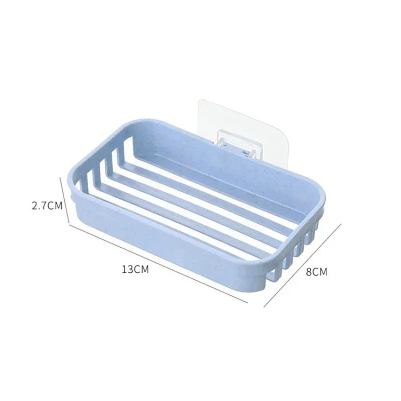 Wall-Mounted Double Layer Soap Dish Holder - Punch-Free Draining Sponge Storage Box