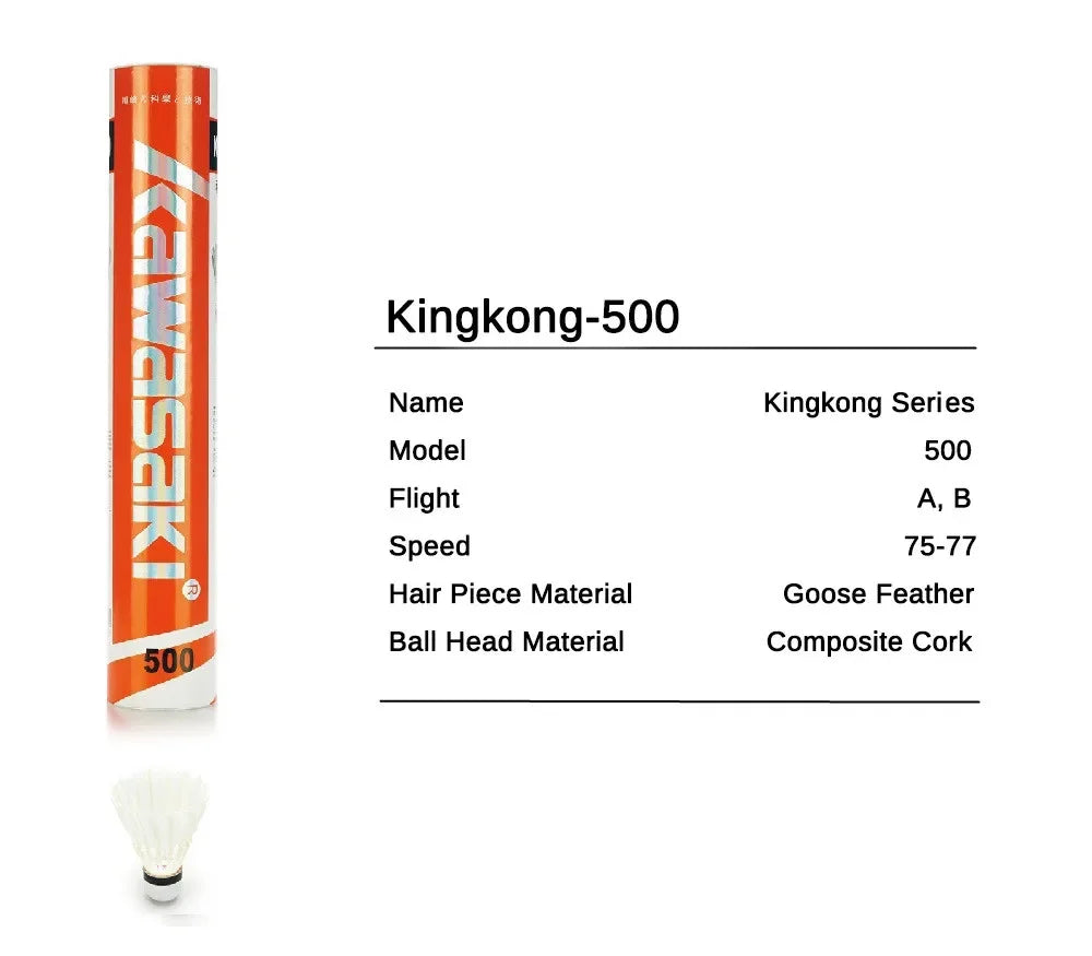 Kawasaki King Kong 100/500 Feather Shuttlecock - Speed 76/77 for Training