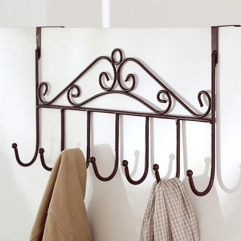 7-Hook Over-Door Metal Hanger – Iron Coat, Towel & Hat Storage Rack