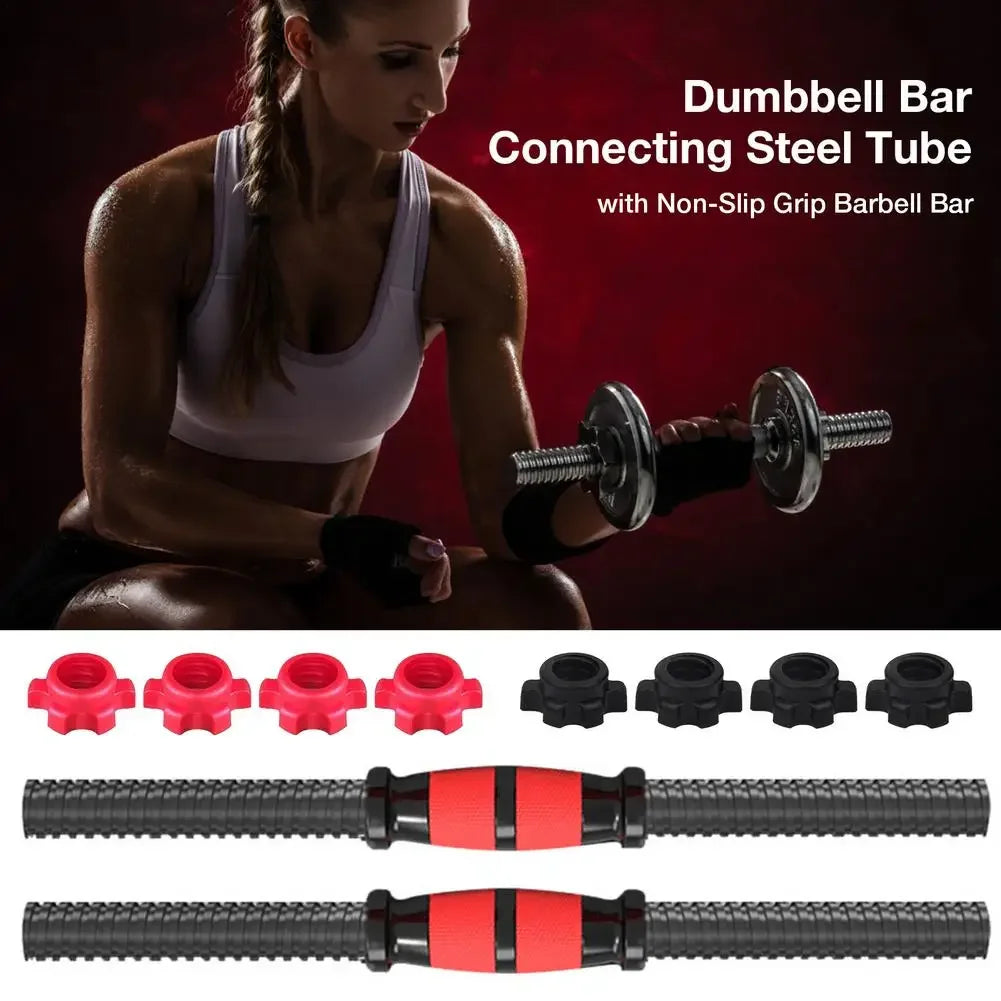 Dumbbell Bar with Barbell Buckle - Threaded Handles for Powerlifting & Home Gym