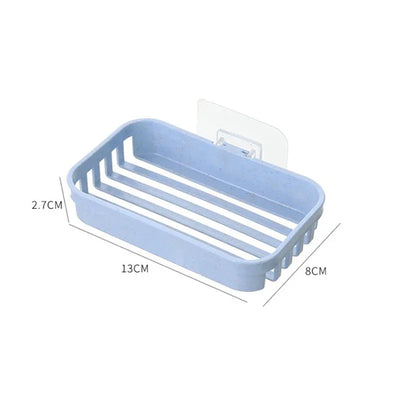 Wall-Mounted Double Layer Soap Dish Holder - Punch-Free Draining Sponge Storage Box