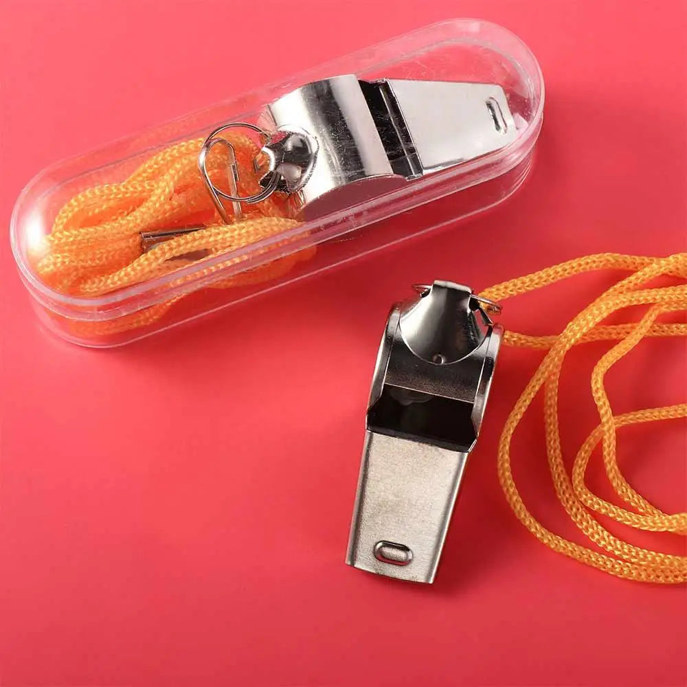 Loud Metal Whistle – Professional Stainless Steel Sport Whistle for Soccer & Referees, Comes with Rope