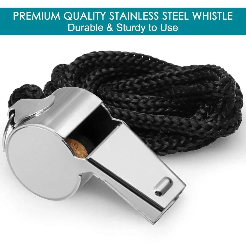 Loud Metal Whistle – Professional Stainless Steel Sport Whistle for Soccer & Referees, Comes with Rope